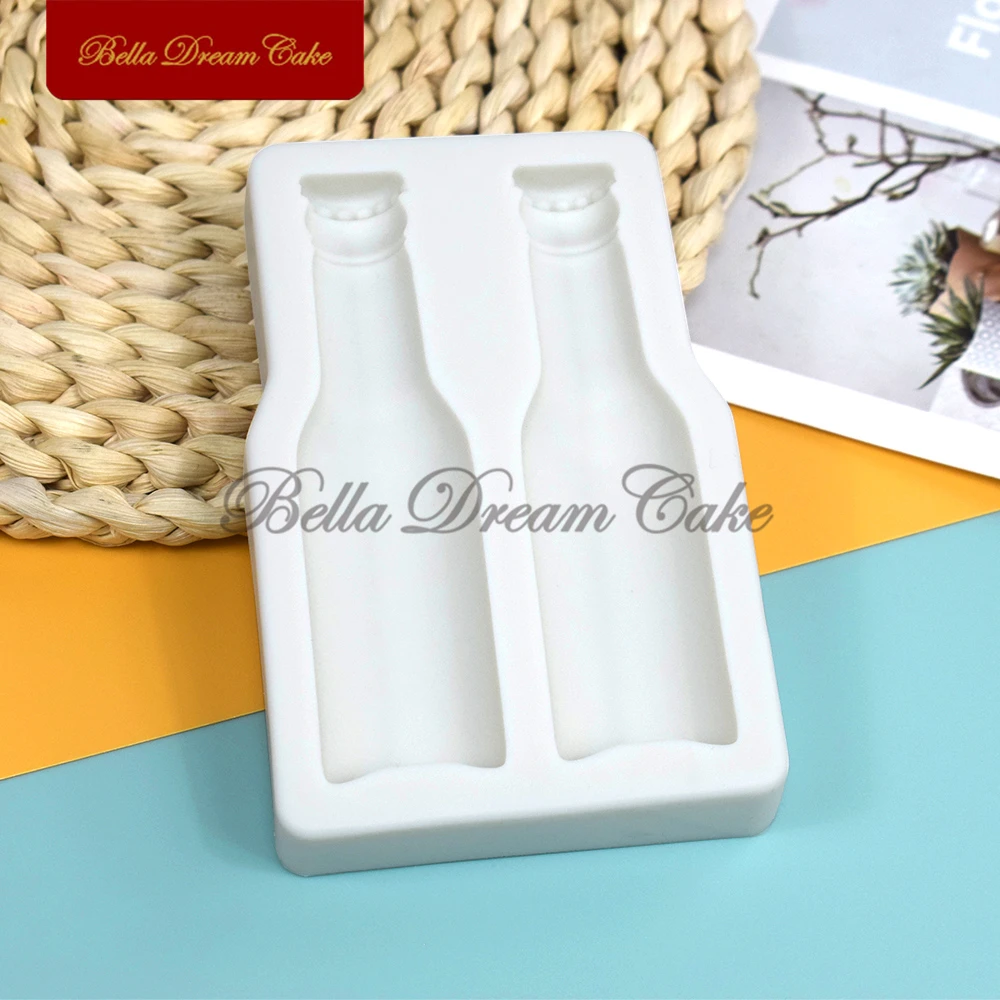 8cm 3D Miniatura Botella Cerveza Silicona Molde Para Tarta