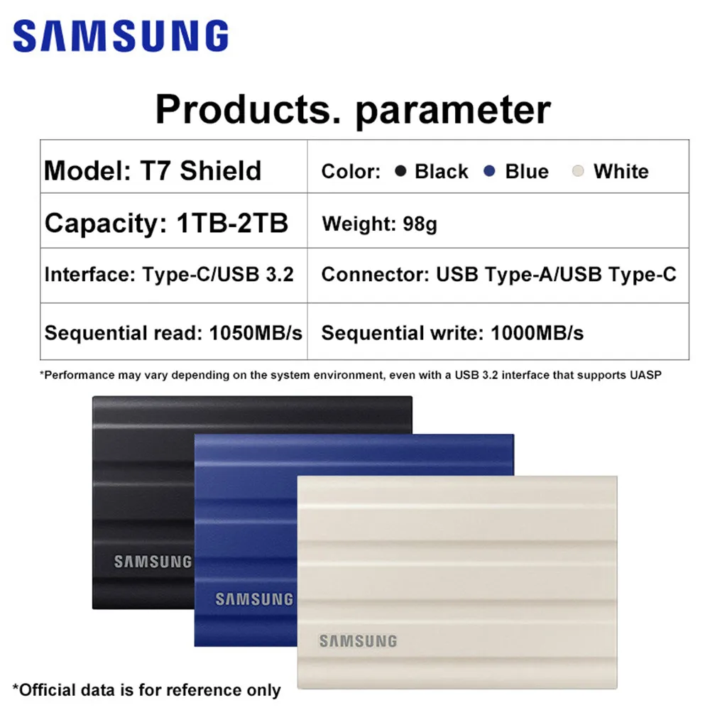 Samsung SSD Externe T7 Shield USB 3.1 portable 4 To ultra-résistant