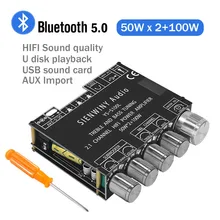HIFIDIY S100L Bluetooth 5 0 2 1 Channel Power Audio Stereo Subwoofer Amplifier Board 50WX2+100W TREBLE Bass note tuning AMP tanie tanio CN (pochodzenie) DO WZMACNIACZA