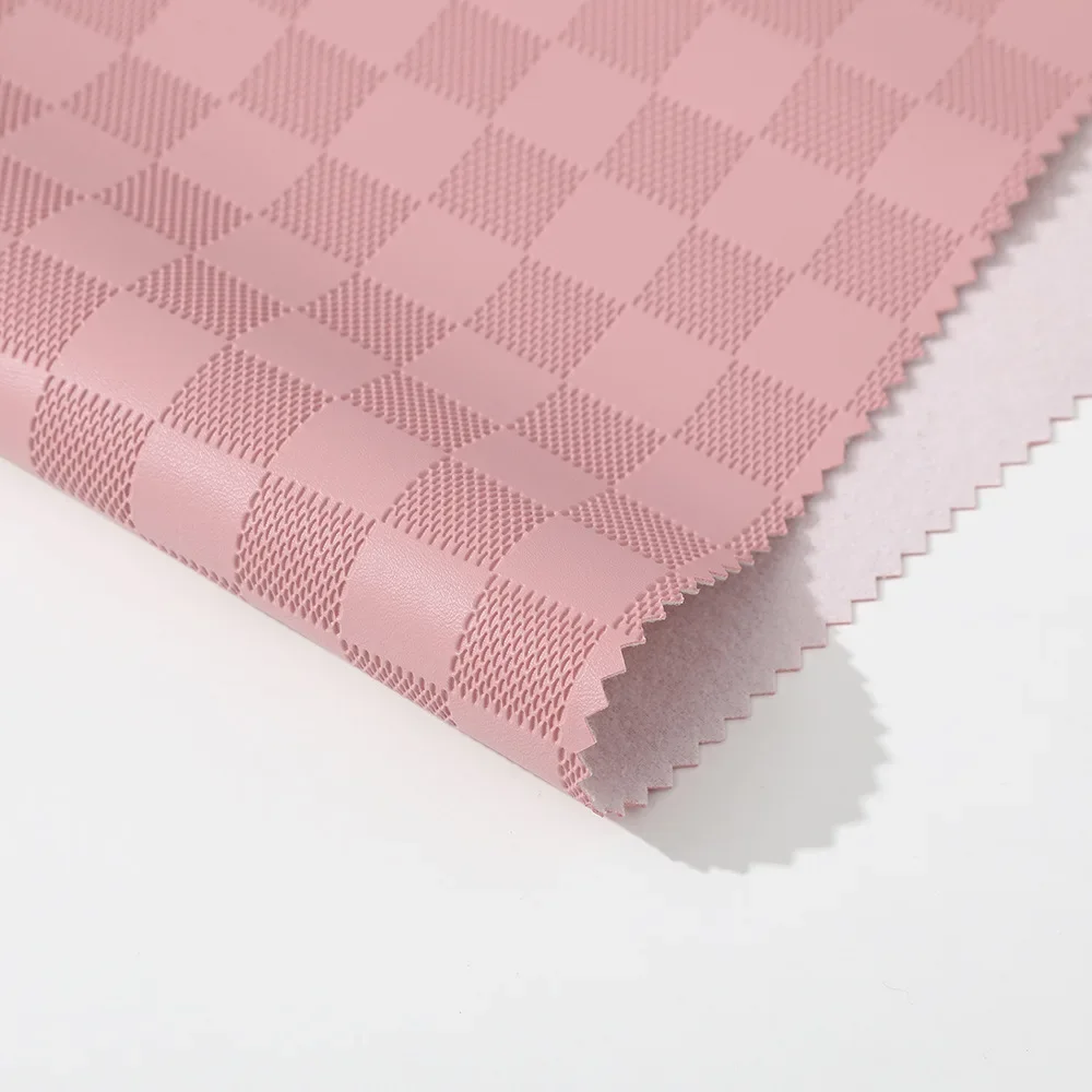 New 1.0mm Grid Pattern Leather Colorful Checkerboard Embossed Leather Fabric Square Half PU Artificial