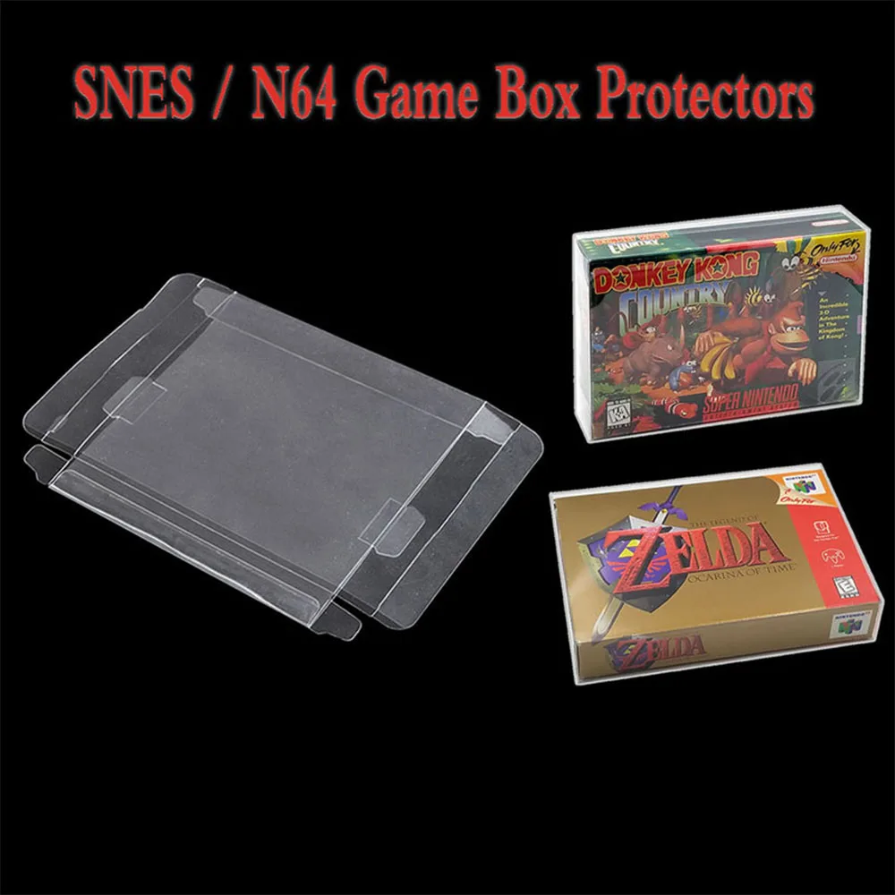 Zuidid 10Pcs Clear Pet Plastic Display Box Protector Case Sleeves Cover Per Snes N64 Cib Boxed Games Cartridge Box