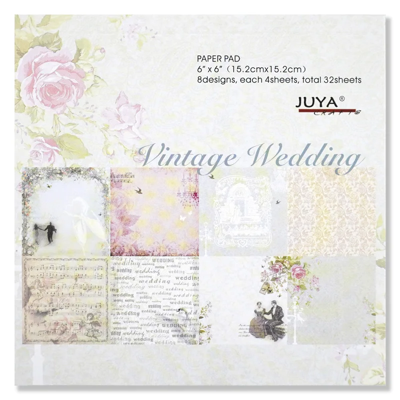 

Книга с узором JUYA, бумажная подкладка 15,2x15,2 см, 6x6 дюймов, 32 страницы, 180 г/м2, скрапбукинг. Бабочка/винтажная свадьба