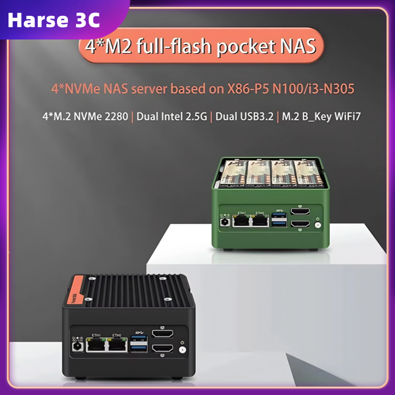 12th Gen Soft Router 2xi226-V 2.5G Intel i3 N305 N100 DDR5 4800 4xM.2 NVMe Board 2xUSB3.2 2xHD Firewall Appliance Mini PC