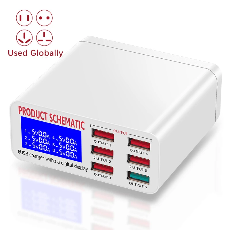 

USB-зарядная станция с 6 портами, 40 Вт