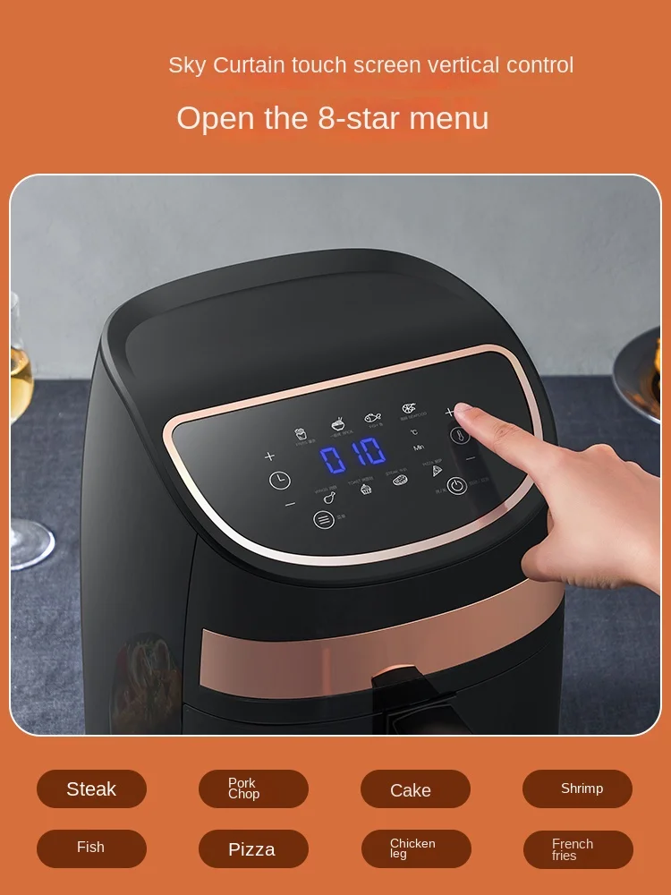 Deerma Oil-free air fryer Household appliances Intelligent large capacity automatic multi-function chip machine Touch screen 3