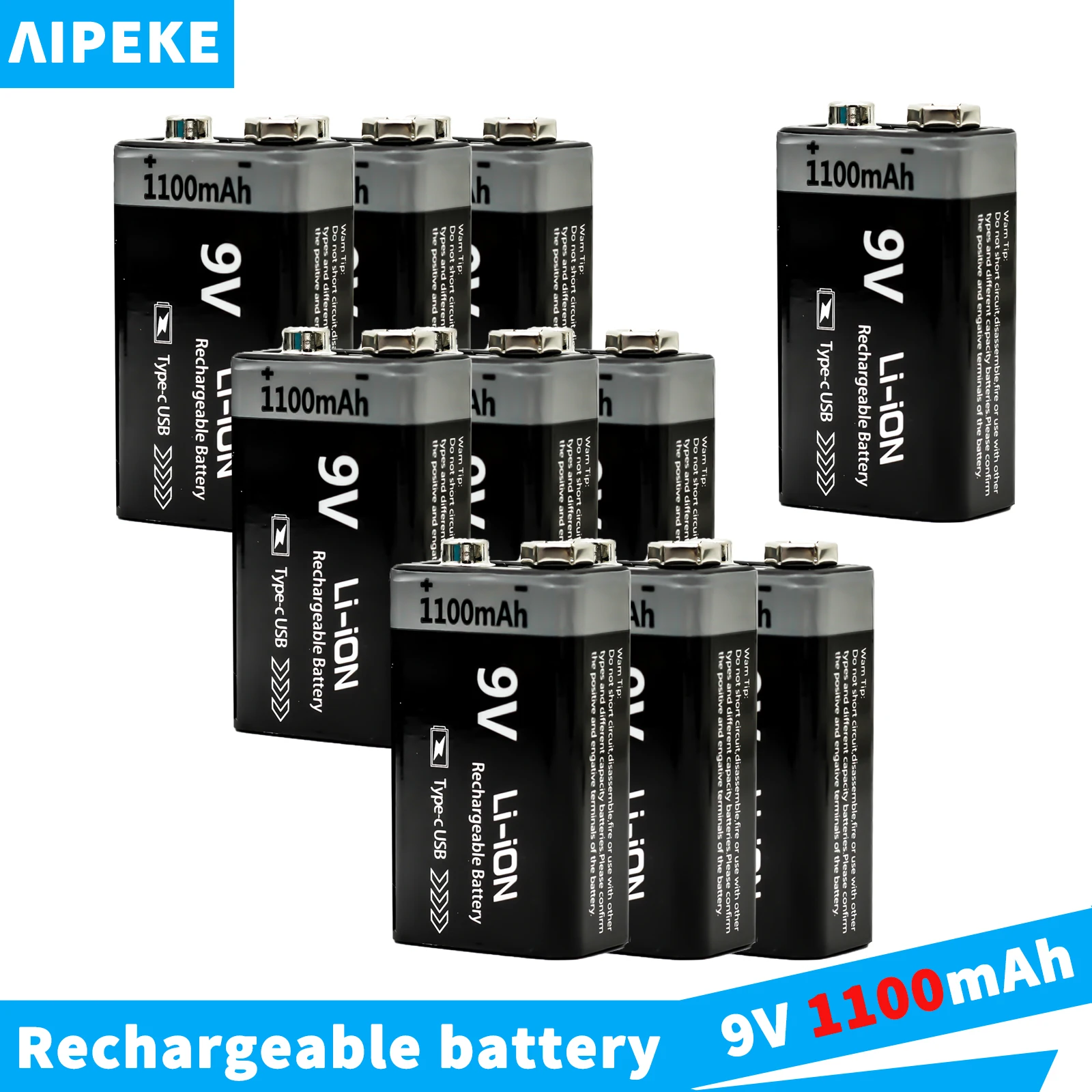 AIPEKEBatteries9V1100mAhliion9vRechargeablebatteryUSB9V