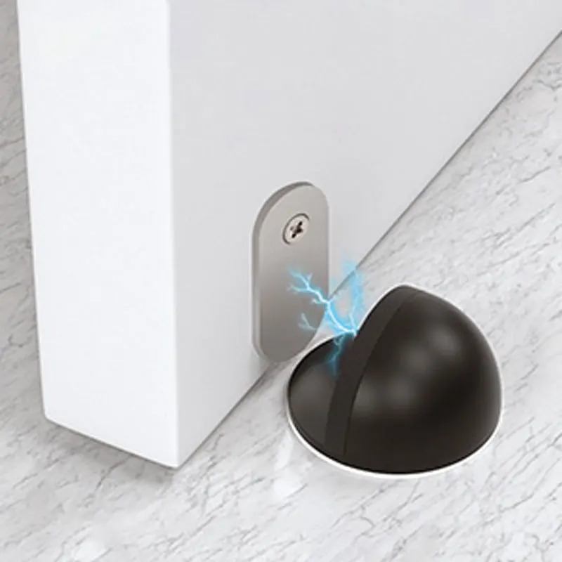 Stainless Steel Magnetic Door Stopper Punch-free Door Touch Magnetic Suction Rubber Semi-circle Anti-collision Stop door stopper magnetic door stopper