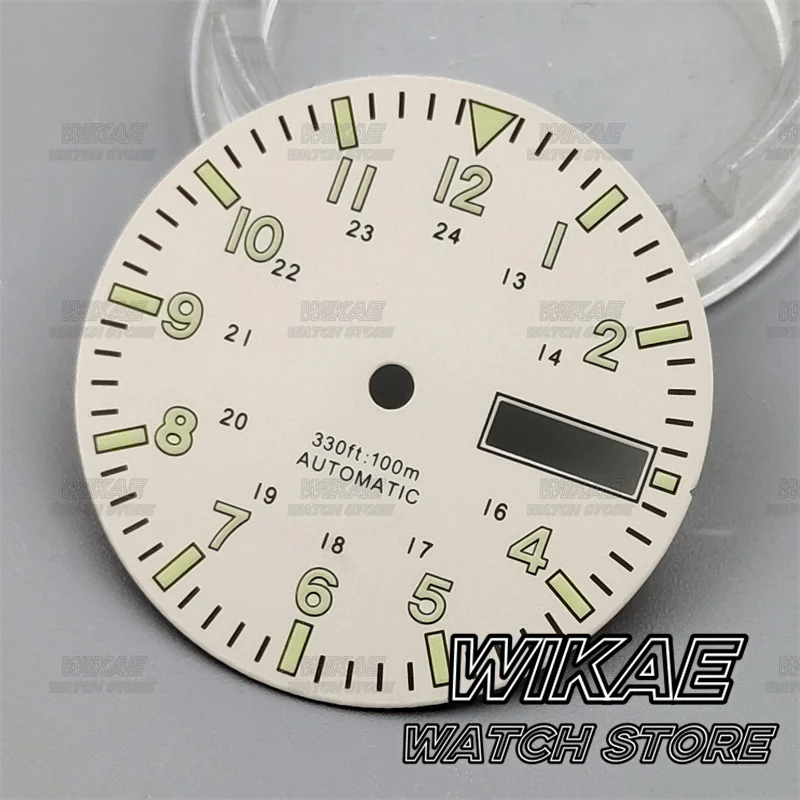 29mm Green Luminous Watch Dial with Multi-Color Options and Dual Date Calendar Window