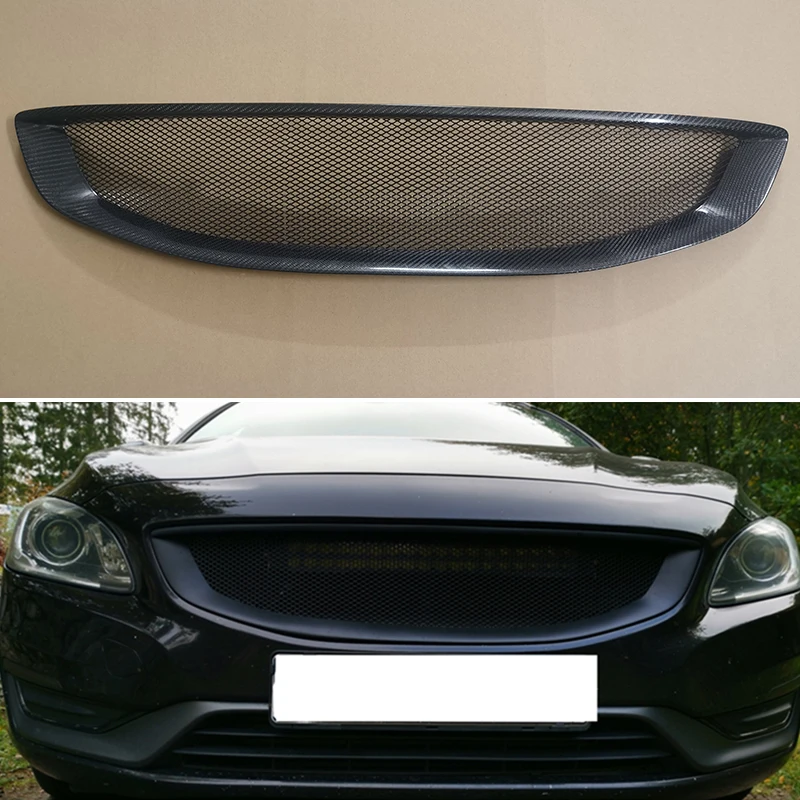 

Решетка для Volvo S60 V60 Седан 4 двери пикап 2014 2015 2016 2017 2018 год гоночная матовая Черная решетка комплект аксессуаров