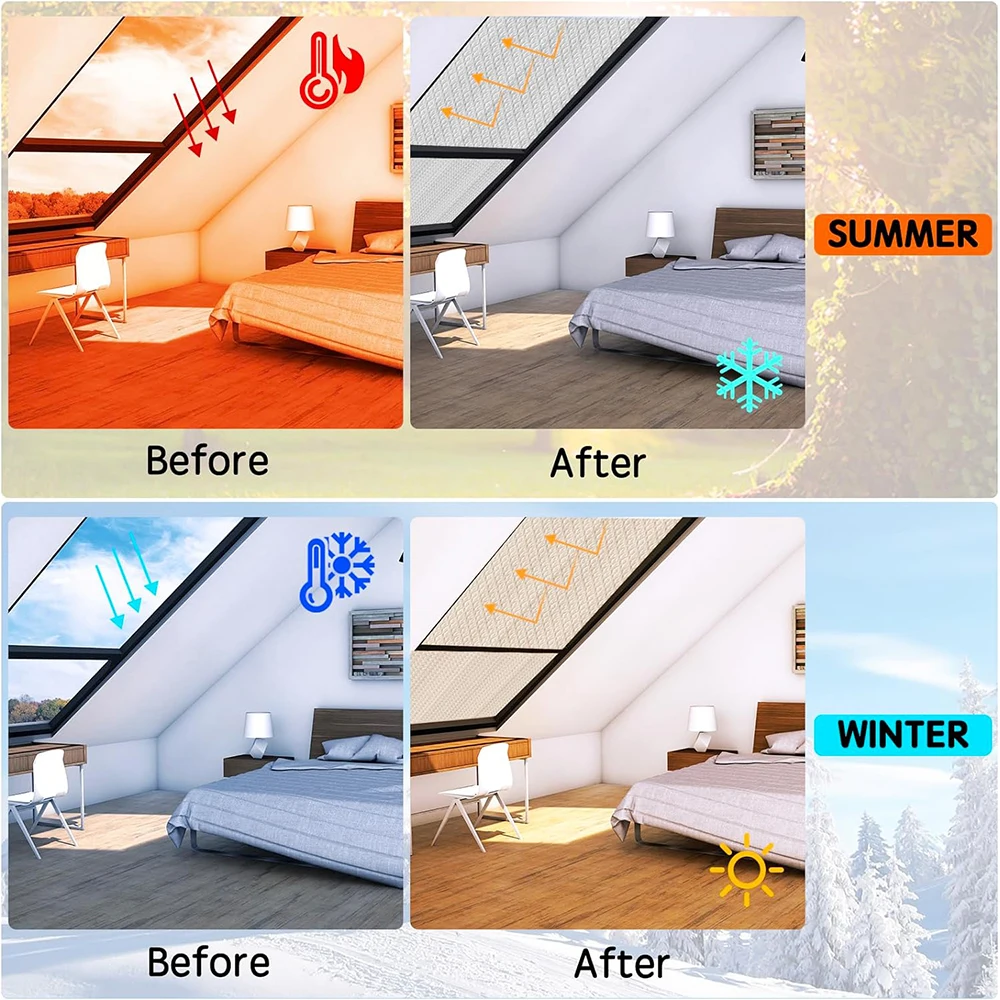 Reflective Foil Insulation 1X3M Double Reflective Bubble Foil Insulation Foam Aluminum Foil Thermal Insulation Radiant Barrier for Window Garage Door Roof