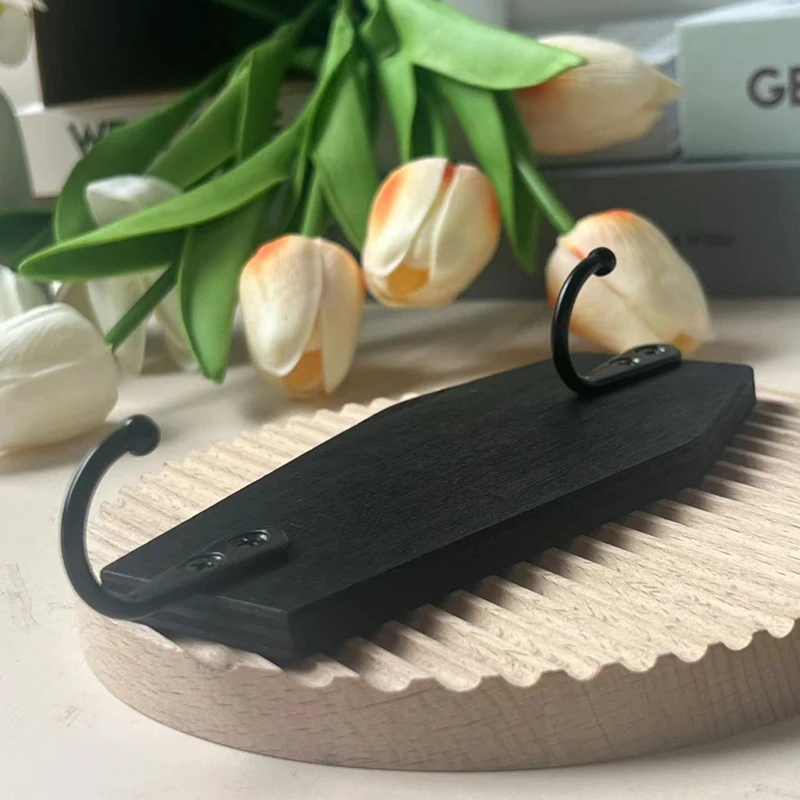 Halloween Coffin Wall Hanging, Coffin Wall Hook For Keys For Wall - Rustic Black Wooden Hanger For Keys, Mugs, Purse 4