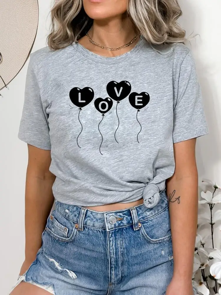 

Модная Летняя женская футболка с надписью Love и принтом на День святого Валентина