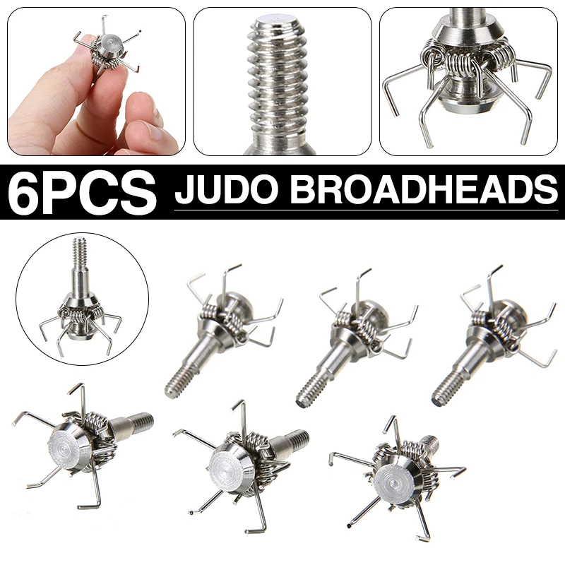 6pcs 100 Grain Judo Points Arrow Tips Broadheads Judo Arrowheads Steel
