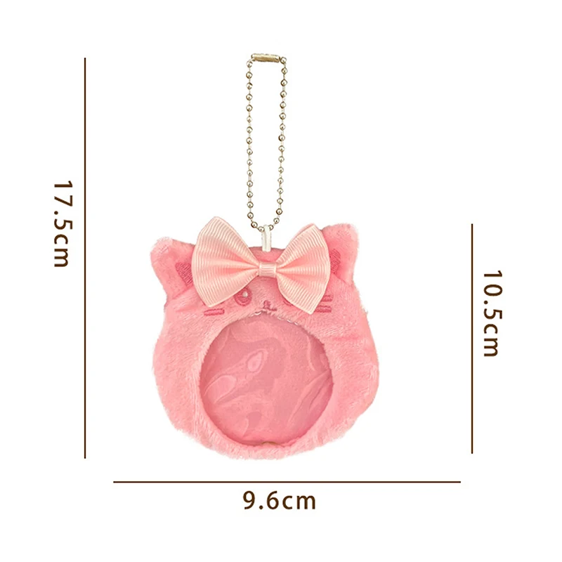 New Cartoon Cat Storage Bag Student Transparent Display Bag Cute Plush Badge Protective Cover