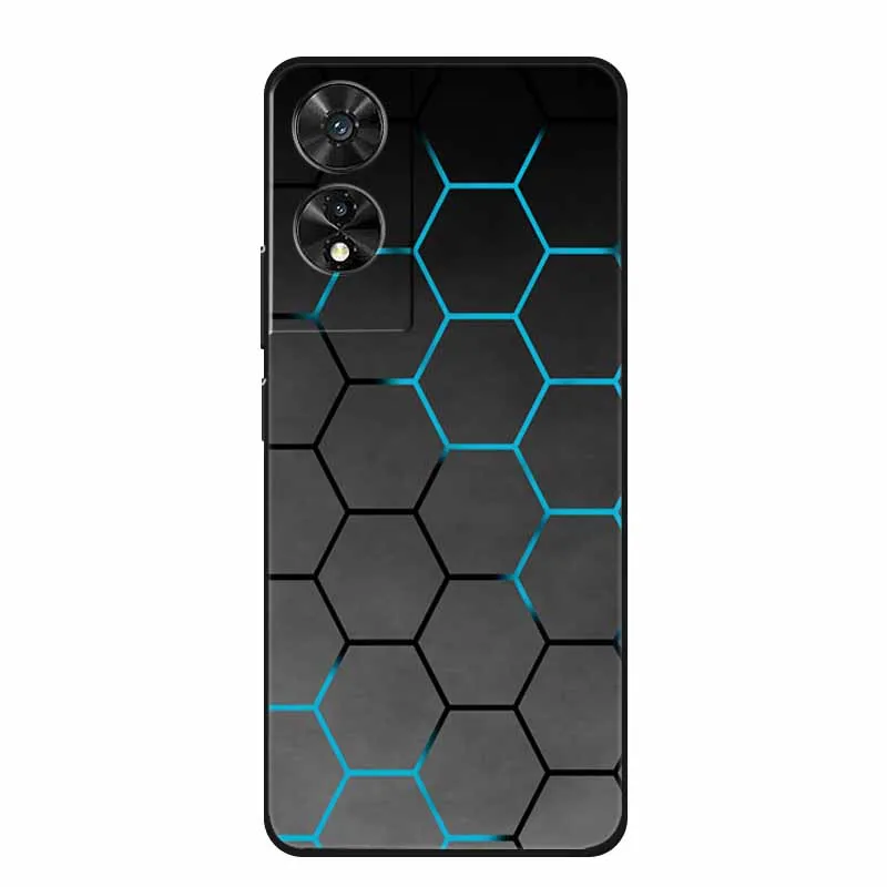 Black Geometric Silicone TPU Phone Case - Soft Back Cover Shield