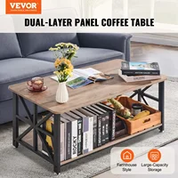 40" Farmhouse Coffee Table, Rectangle Coffee Table with Open Storage Compartment 1
