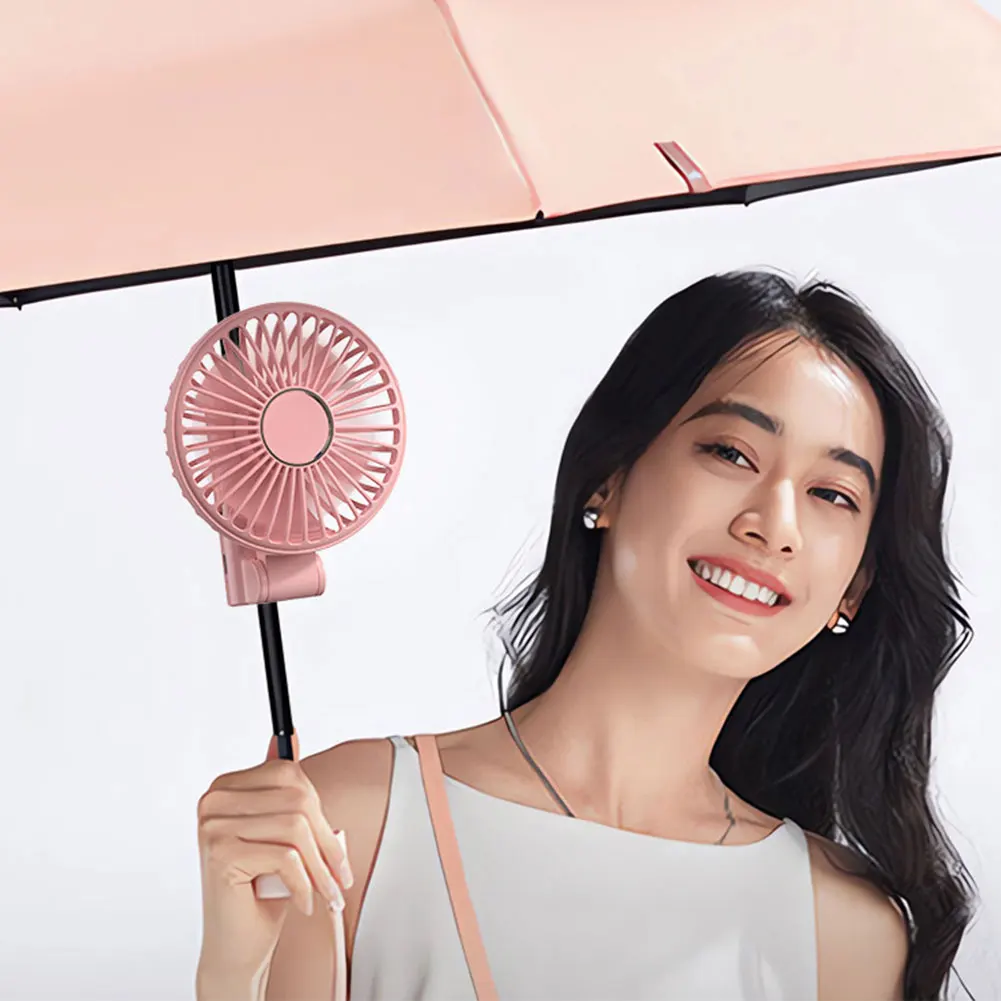 Mini Foldable Fan 3-Speed Adjustment Portable Handheld Fan Rechargeable Electric Personal for Outdoor Umbrella