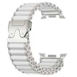 Nylon Loop Strap - Premium Sports Trail Band and Classic Bracelet Accessories - Watch 8 Classic (White silver buckle)