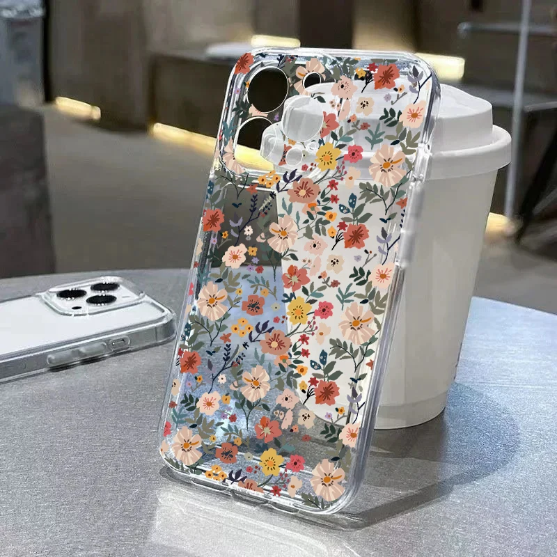 Chic Daisy Blue Flower Clear Phone Case