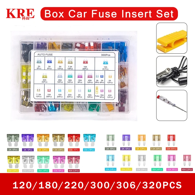 KRE Micro Car Fuses Automotive Blade Type Mini Fuse Assortment Blade Kit Insurance of Xenon Piece Lights Auto Accessories