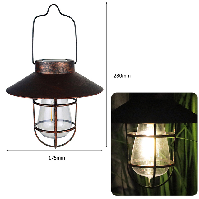 Solar Lantern Outdoor Hanging Solar Light Vintage Solar Lamp With Warm White Bulb For Garden Yard Patio Xmas Party Decor