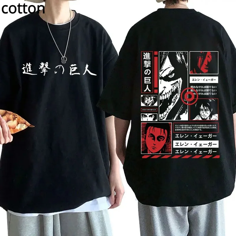 

Japan Anime Attack on Titan T Shirt Men Shingeki No Kyojin Eren Yeager Graphic T-shirt Manga Cosplay T Shirts Unisex Streetwear