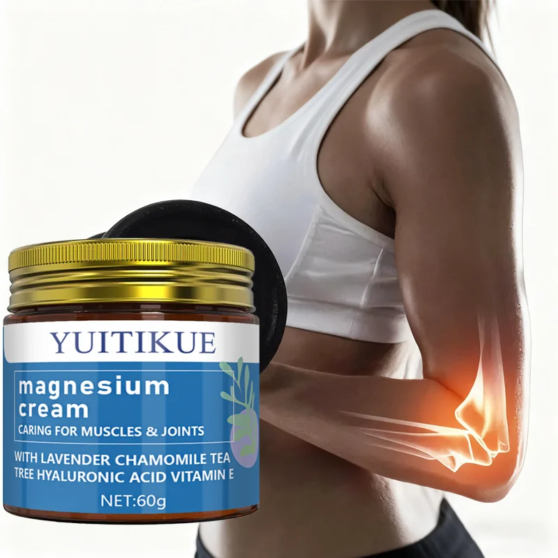 YUITIKUE Magnesium Cream contains lavender, chrysanthemum tea, tree-derived hyaluronic acid, and vitamin E
