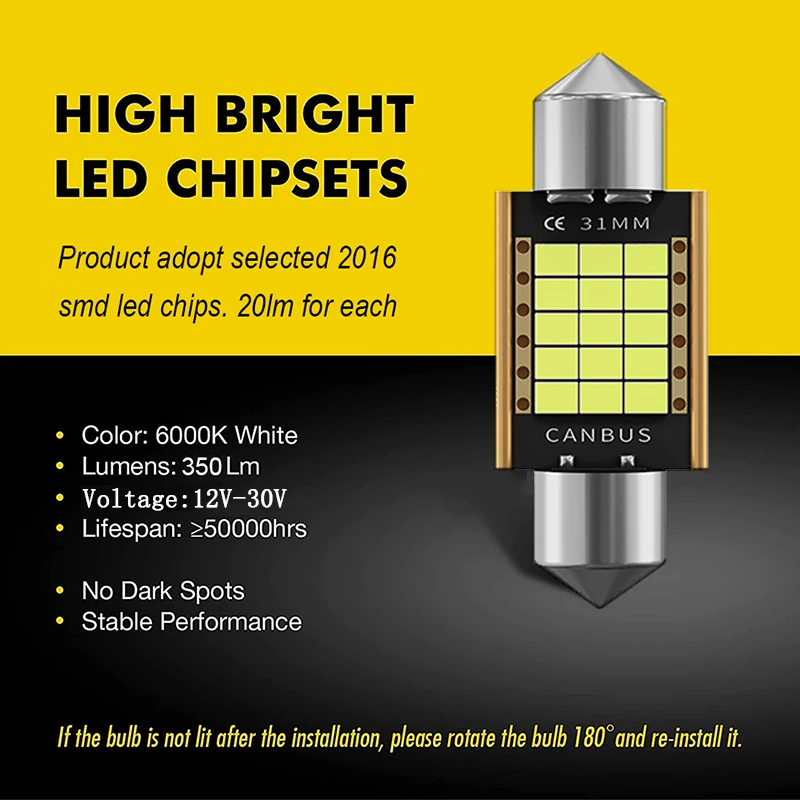 8x 41mm 3528 SMD 20 LED Festoon Carte Lecture Dôme Intérieur Ampoule