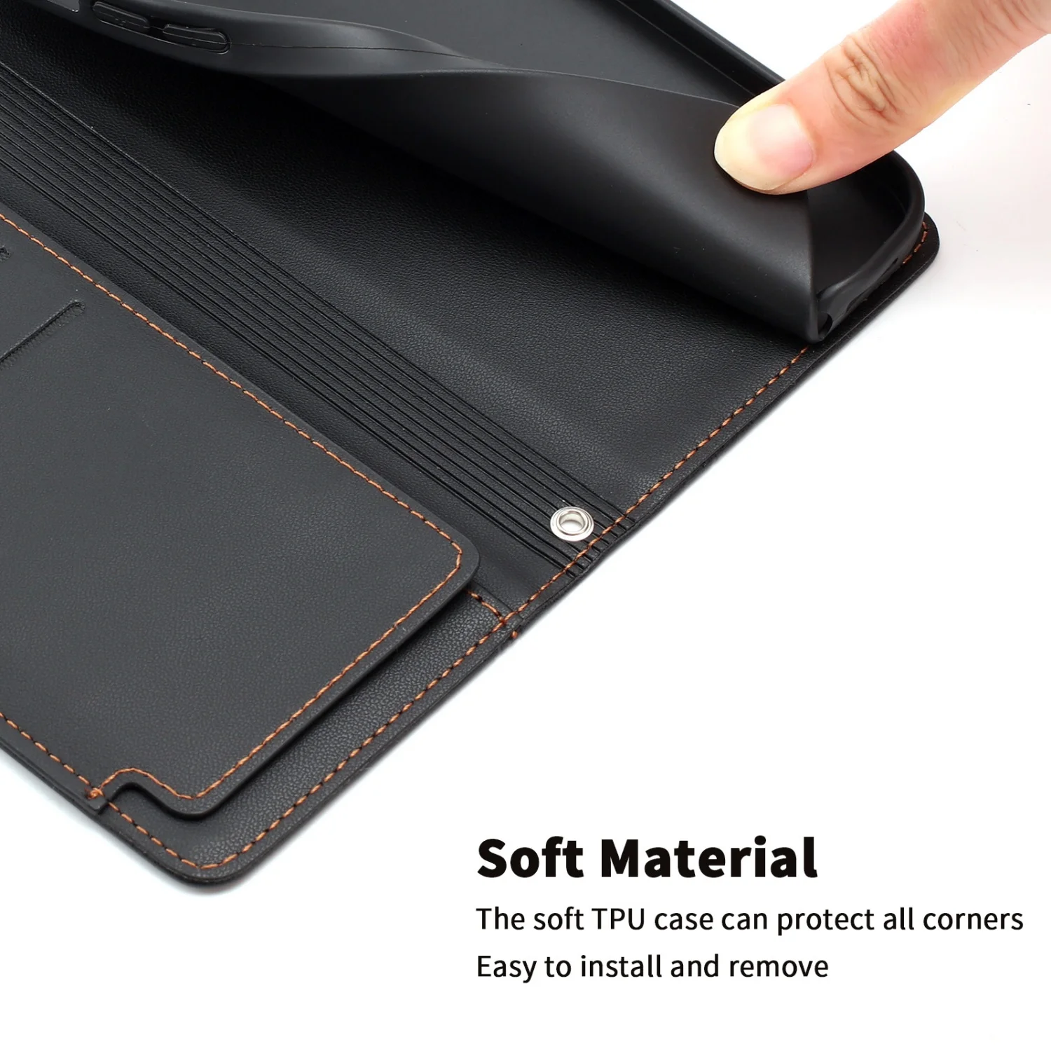 Premium PU Leather Flip Phone Case with Card Holder and Wallet Cover