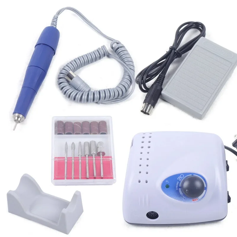 35000RPM Electric Nail Drill Machine Strong 210+105L Handpiece 2.35mm Model Manicure Pedicure Nail File Bit  Nail Machine 6