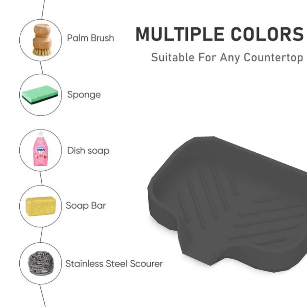 1PC Silicone Drain Rack, Kitchen Sink Sponge Tray, Easy to Clean, Suitable for Kitchen, Bathroom 5
