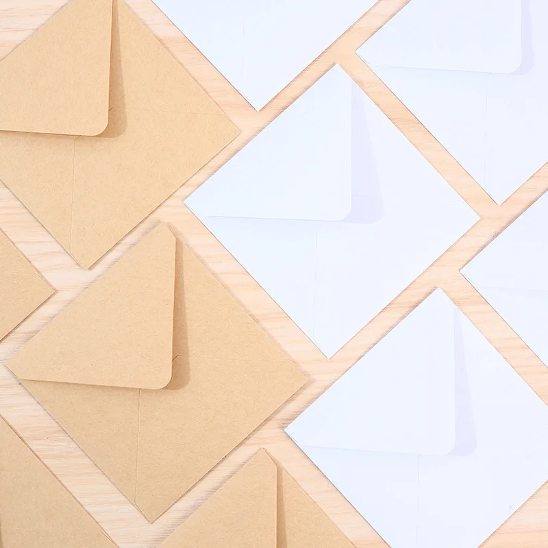 50pcs Kraft Paper Envelopes 120g Paper 10x10cm 16x16cm Wedding Invitations Supplie Postcard Giftbox Packaging Storage Stationery