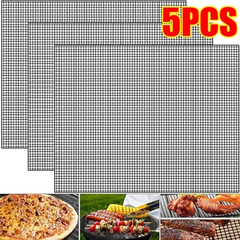 5/1pcs Antiaderente Barbecue Maglia Zerbino Riutilizzabile Resistenza Al Calore BBQ Cottura Net Pad Fumatore Zerbino Fodera Cucina Accessori di Cottura Strumento 1