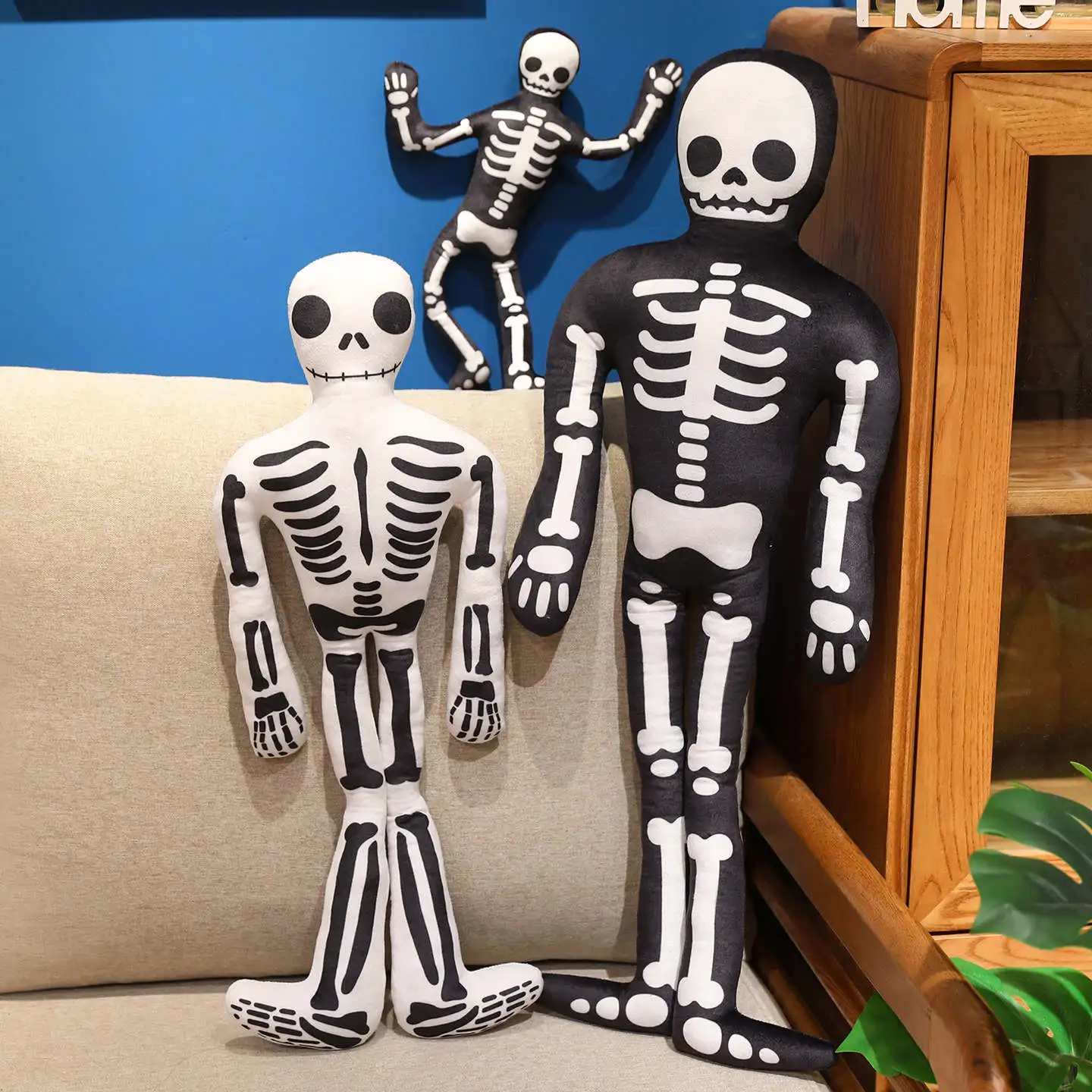 Creative Halloween Dancing Skull Plush Dolls Different Posture Of Skeleton Pumpkin Ghost Plush Toys Home Decor Kids Toys