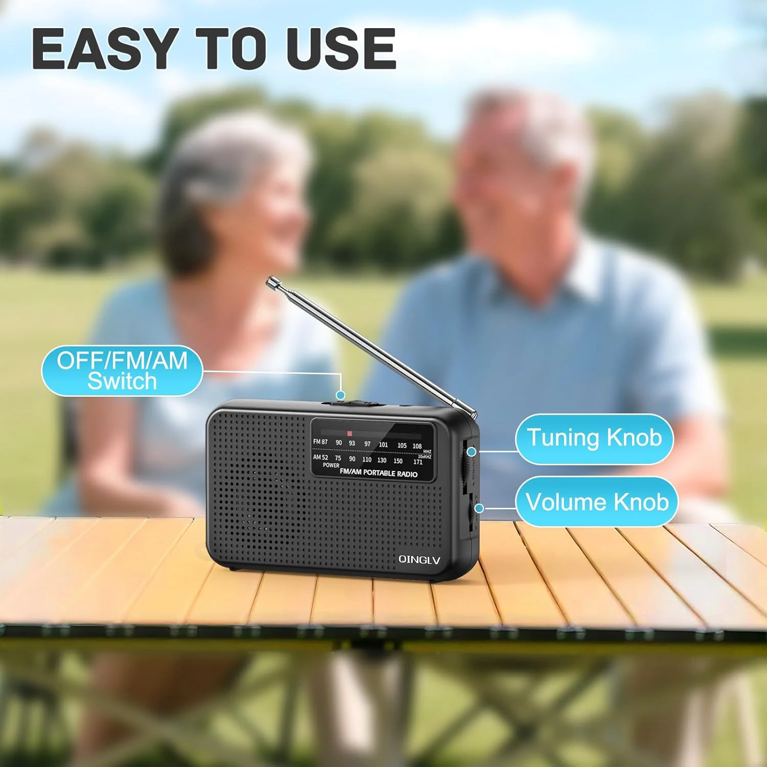 Compact Battery-Powered AM/FM Radio with Telescopic Antenna and Headphone Jack for Indoor, Outdoor, and Emergency Use