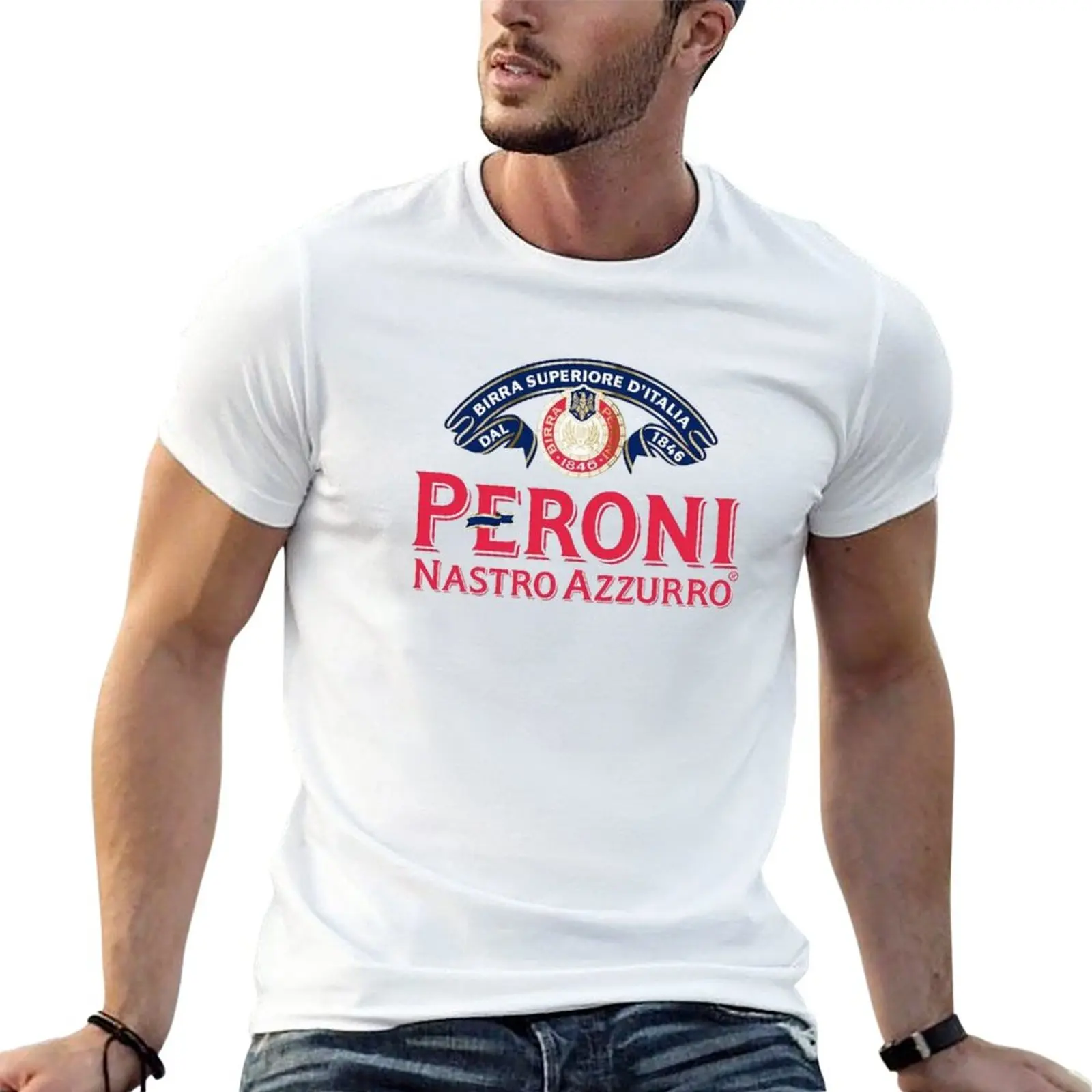 

New Peroni Nastro Azzurro Classic Logo T-Shirt summer top aesthetic clothes graphic t shirts fitted t shirts for men