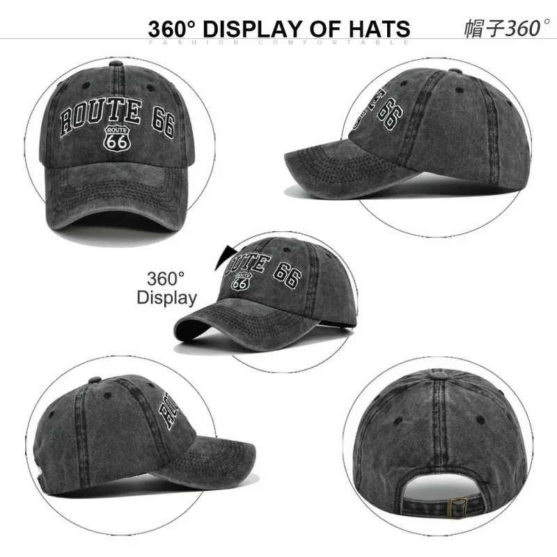 ROUTE 66 Letter Embroidered baseball cap Women Men Fashion Cotton Snapback Hat Hip Hop Trucker Dad Caps Outdoor Sun Hats Gorras