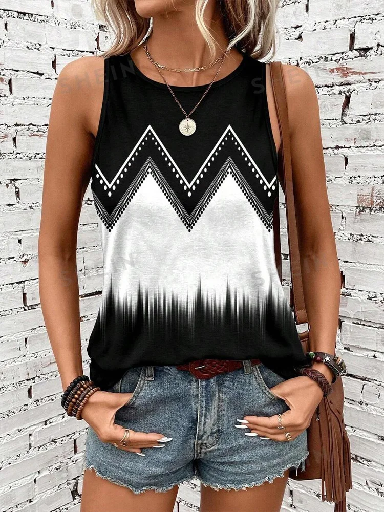ファッション LONGYUAN Women's Sleeveless Shirts Summer Tank Tops 2024 Hawaiian Casual Vn LONGYUAN Womens Tank Tops Summer Sleeveless Tunic Square