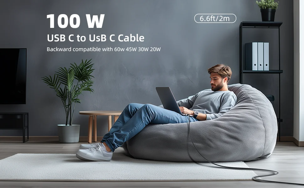 100W USB Type C To USB C Cable 100W PD 3.1 Fast Charging Charger Wire For iPhone 15 16 Plus Pro Max Xiaomi Samsung Laptop Cord