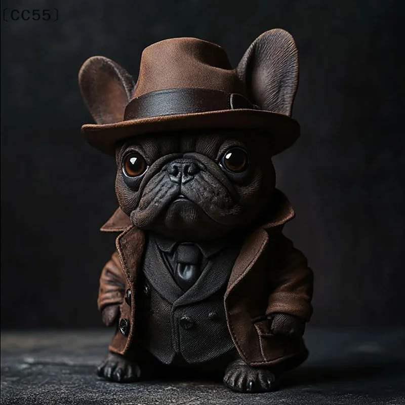 〔CC55〕Handmade French Bulldog Statue Garden Decor Resin Crafts Dog Lover Gift Sculpture Patio Lawn Courtyard Home Decoration