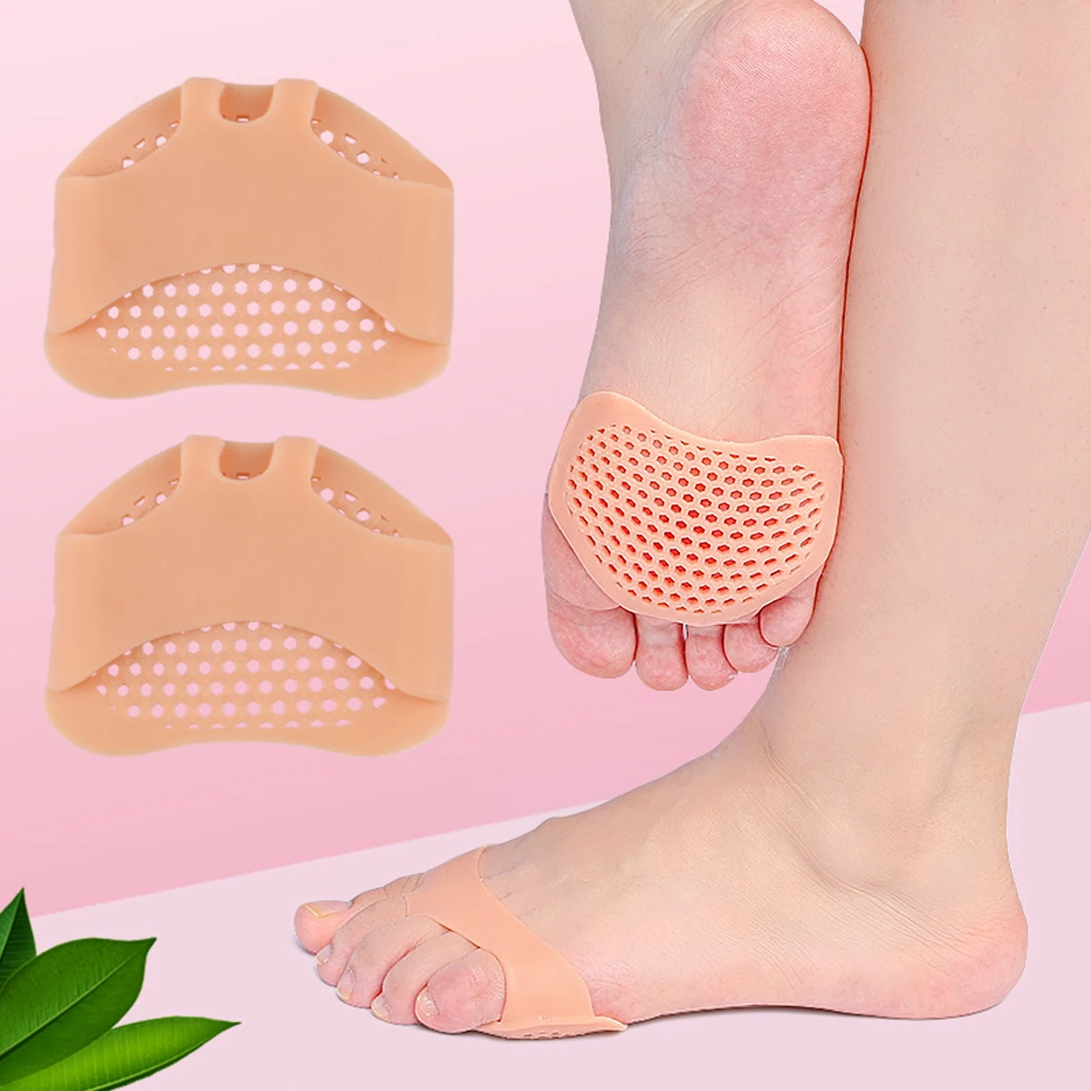 Forefoot Pads Pain Relief Support Front Feet Care Slip Resistant Pads Prevent Grind Feet Foot Care Pad （white&skin color）