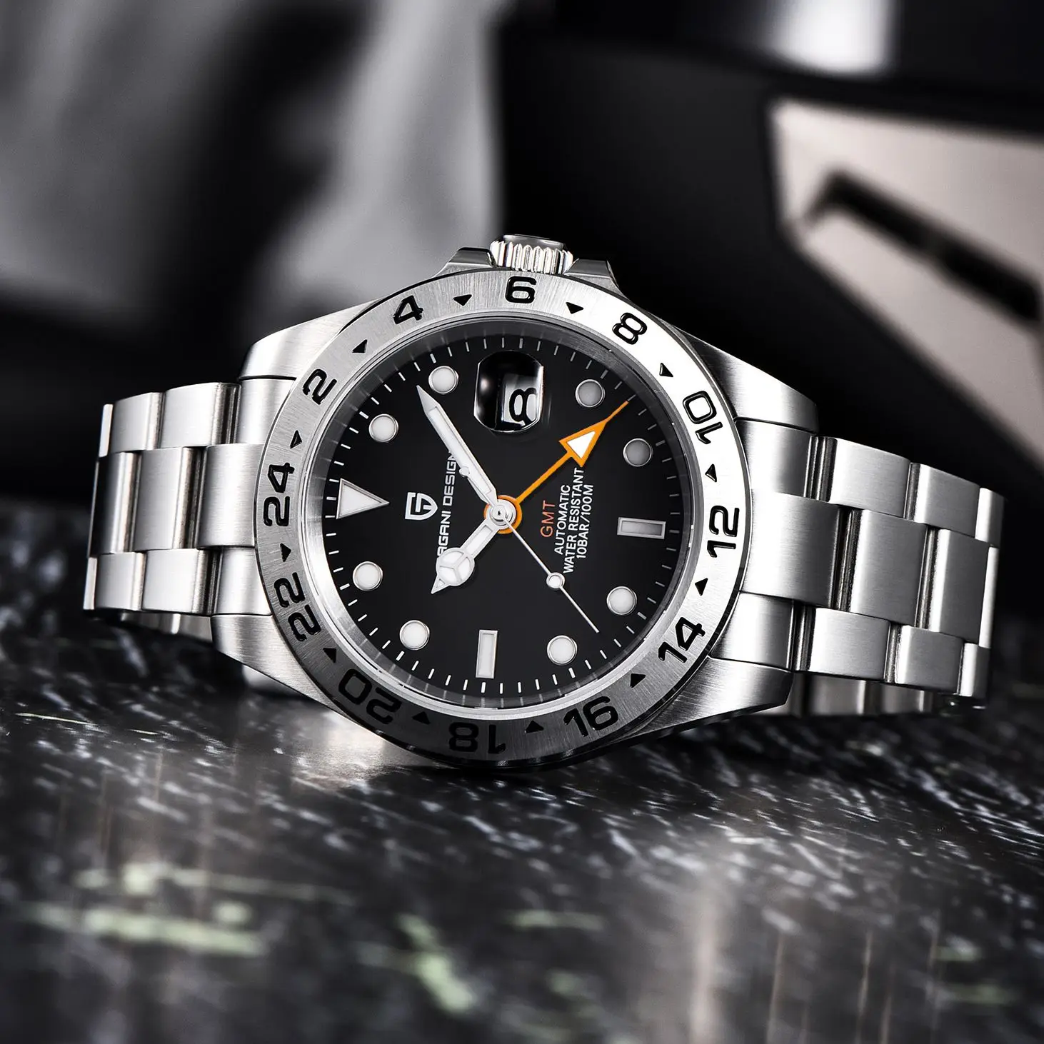 PAGANI DESIGN 2023 GMT Top Men's Watch Stainless Steel Automatic Mechanical Wristwatch Luxury Military Waterproof Clock