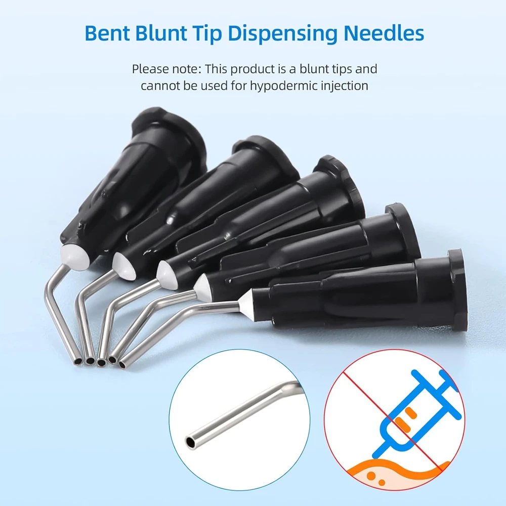 Dental Irrigation Bent Needle Tips For Tooth Cleaning 100 Pack_voghion.com