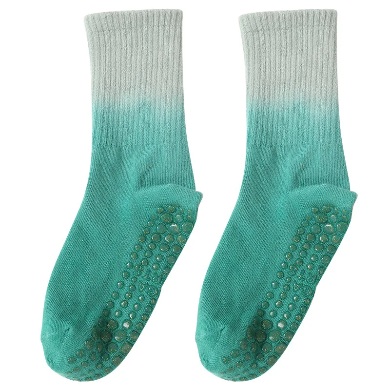 Yoga socks Cotton Breathable Sweat-absorbing Gradient Color Stocking Non-slip Mid-tube Dance Ballet Pilates Socks Women