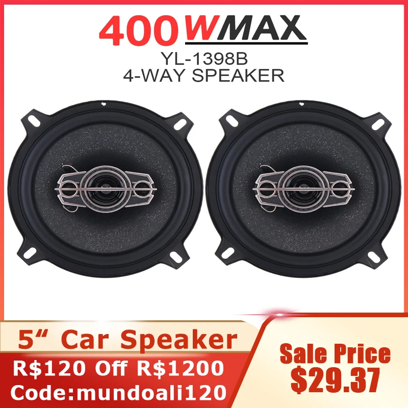 baden Bestudeer fluit 2pcs 5 inch 4 Way Car Coaxial Speaker 400W 13CM Music Stereo Car Door  Speakers Bass Subwoofer Hifi Loudspeaker For Car Audio - AliExpress