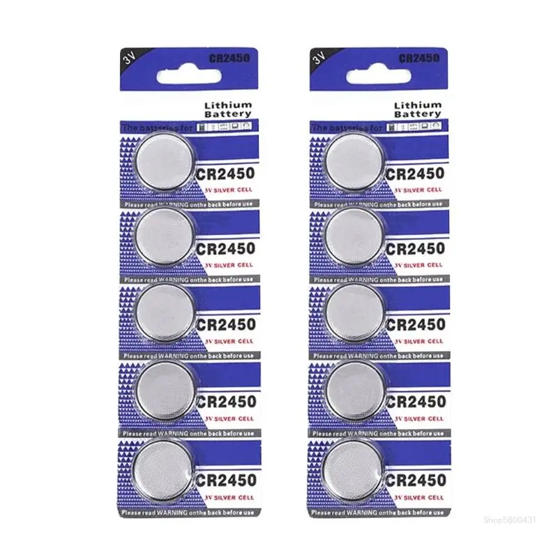 

5pc/10pc Button Cell Batteries CR2450 3V Lithium Battery for Small Electronics