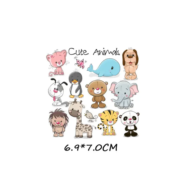 Cartoon Animal Patch Set Iron on Transfer Cute Unicorn Cat Owl Dog Flower Patches for Kids Girl Clothing T-shirt DIY Heat Press 1033