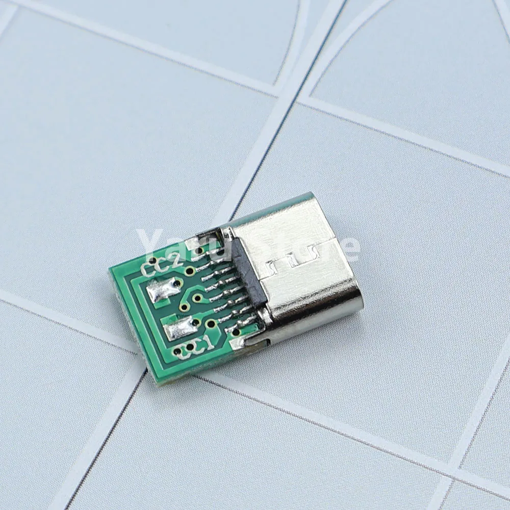 USB 3.1 타입-C 잭 커넥터 16핀 암 소켓 리셉터클 USB-C 어댑터 - 납땜 케이블 6개 납땜 조인트 (cc1 cc2 5.1K)