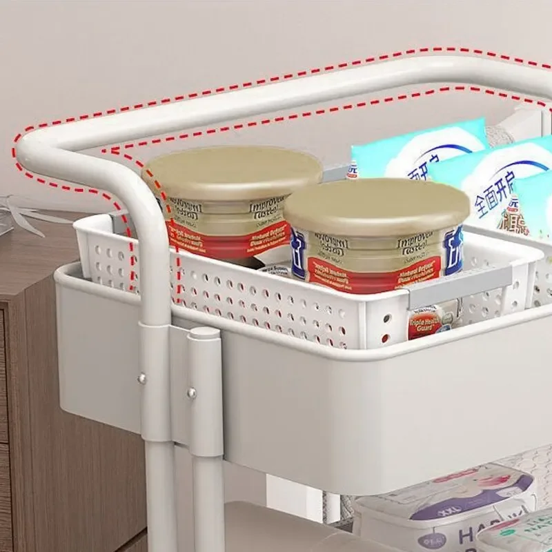 3-Layer Kitchen Storage Racks for Parlor Bathroom Office Shelf Gadget Stainless Steel Holder Trolleys Food Clothes Sundry Organizer