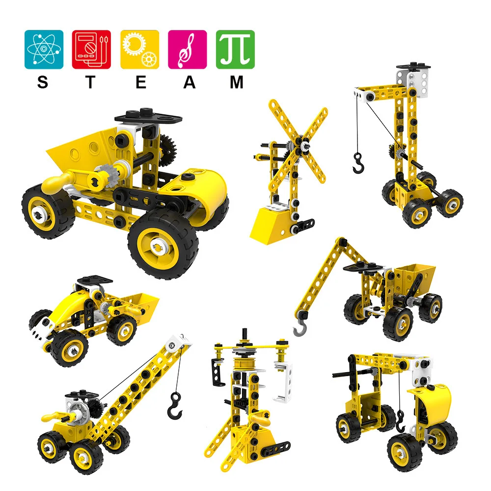 

Building block STEAM nut disassembly engineering vehicle intelligent assembly toy gift 8-in-1 collection box